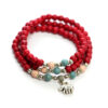 Red Ceramic with Sterling Silver Elephant Bracelet