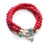 Red Ceramic with Sterling Silver Lotus Bracelet